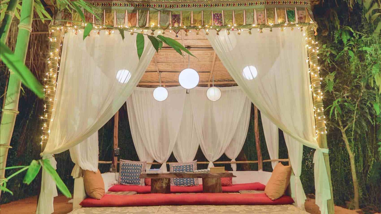 A welcoming lounge framed by greenery at SWAN
